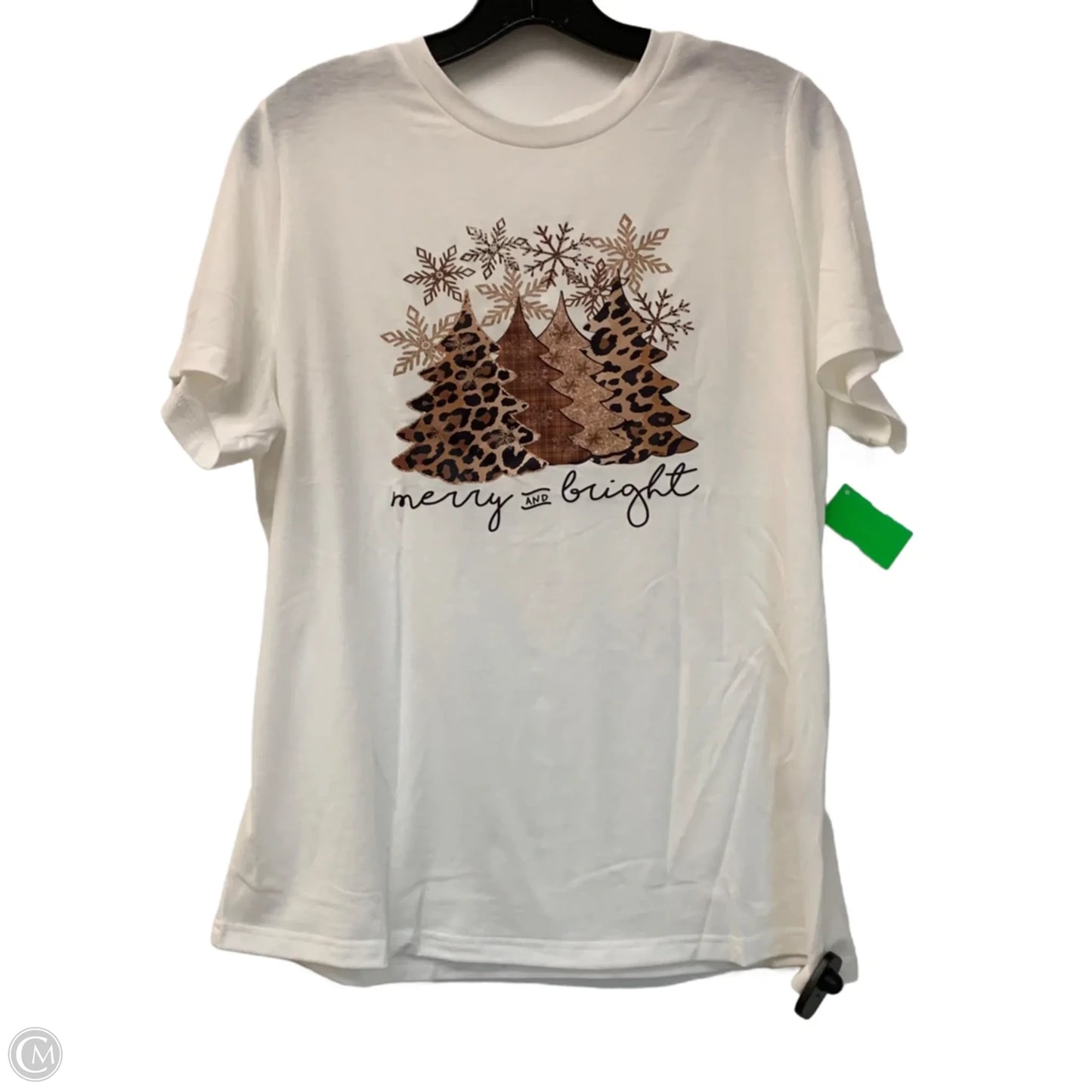 Top Short Sleeve By Shein In Brown & White, Size: L