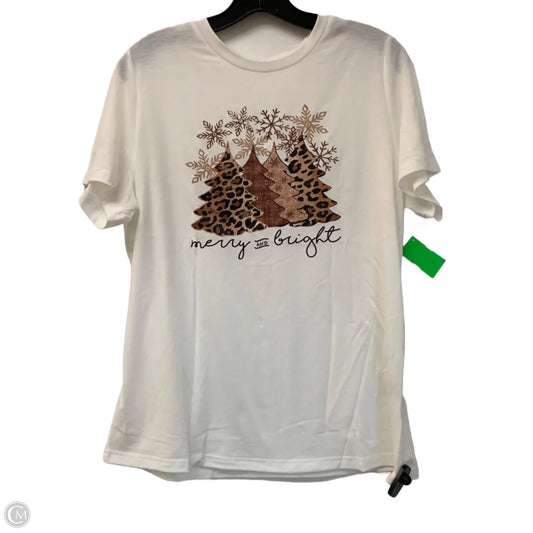 Top Short Sleeve By Shein In Brown & White, Size: L