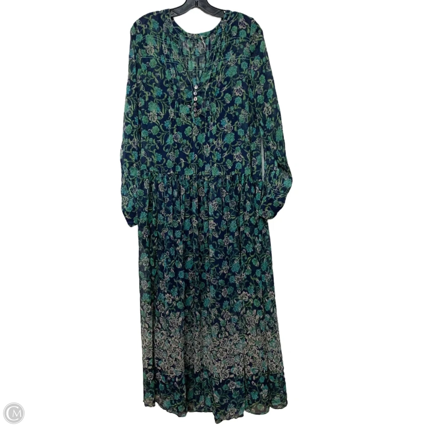 Dress Casual Midi By Free People In Blue & Green, Size: M