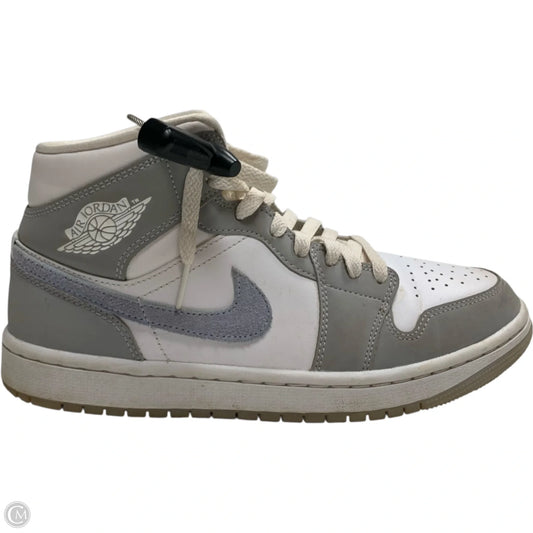 Shoes Luxury Designer By Jordan In Grey & White, Size: 9