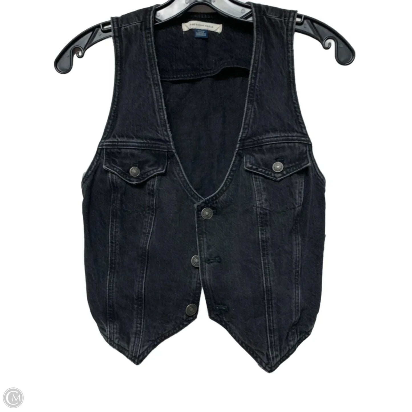 Vest Other By American Eagle In Black Denim, Size: S