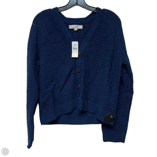 Sweater Cardigan By Loft In Blue, Size: M