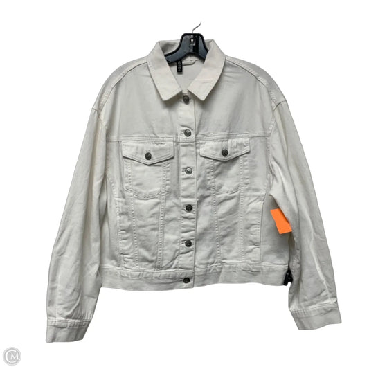 Jacket Denim By Divided In White Denim, Size: M