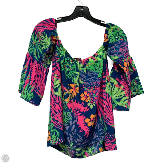 Top Long Sleeve Designer By Lilly Pulitzer In Blue & Pink, Size: Xs