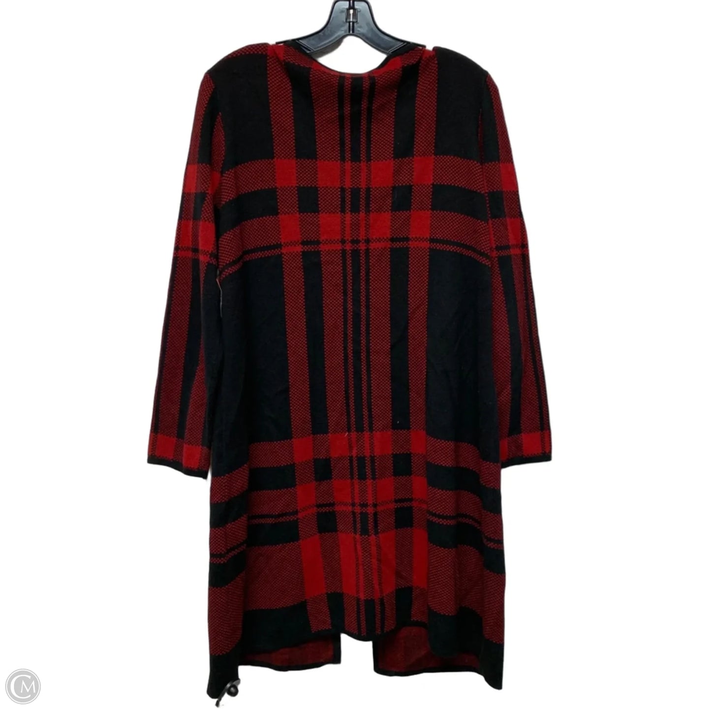 Sweater Cardigan By Kasper In Black & Red, Size: Xl