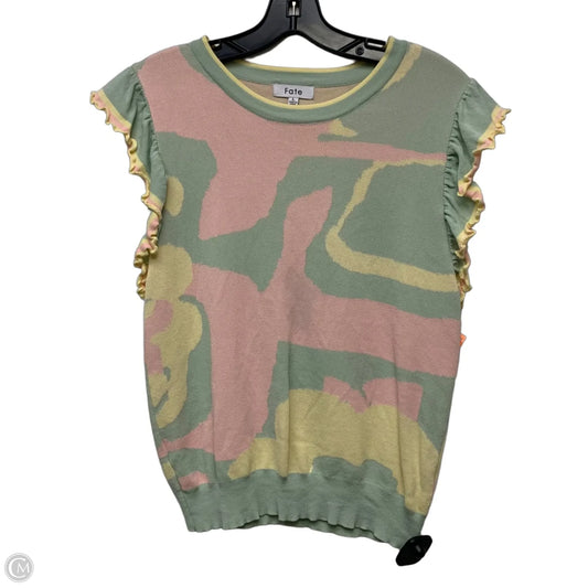 Top Sleeveless By Fate In Green & Pink, Size: L