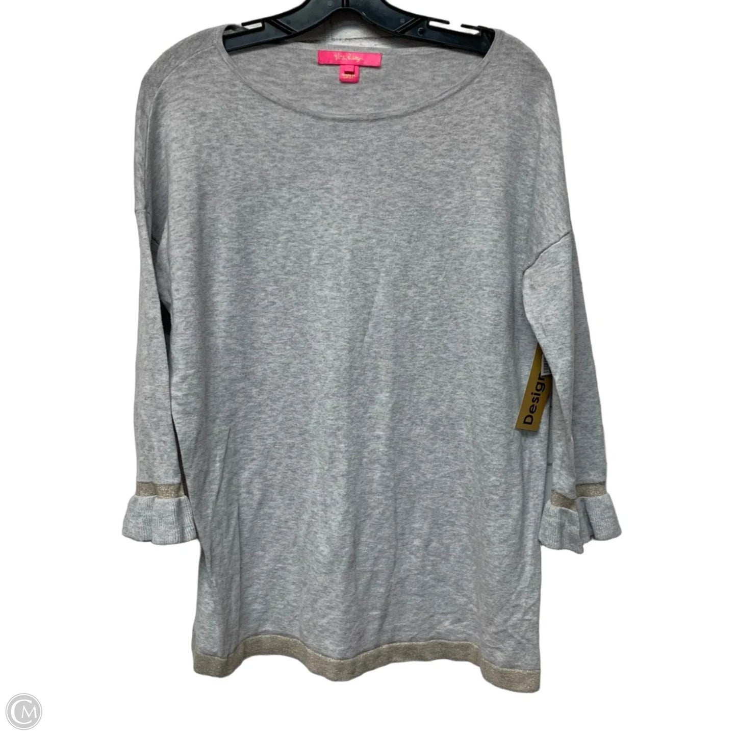 Top 3/4 Sleeve Designer By Lilly Pulitzer In Grey, Size: M