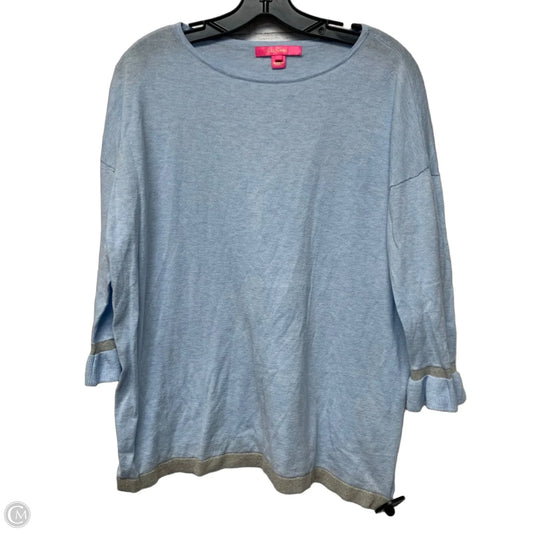 Top 3/4 Sleeve Designer By Lilly Pulitzer In Blue, Size: M