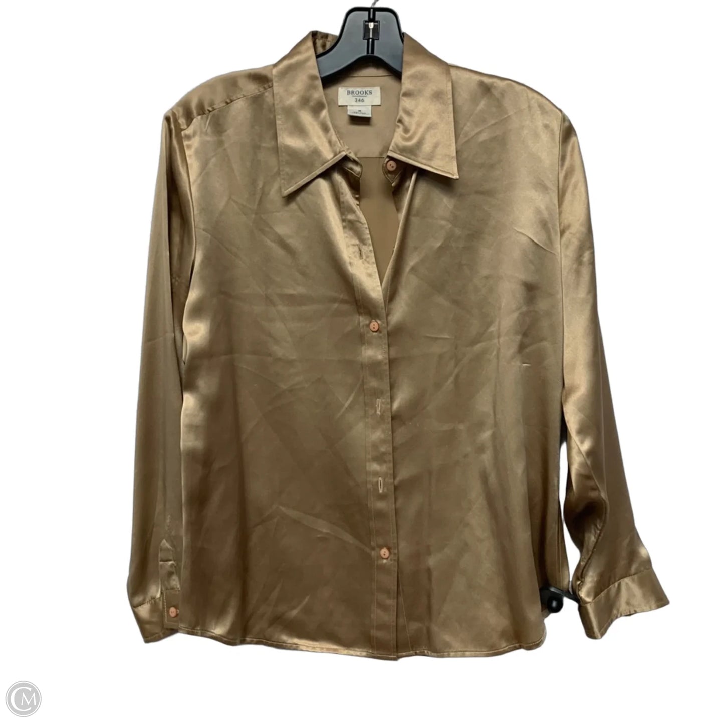 Blouse Long Sleeve By Brooks In Tan, Size: M