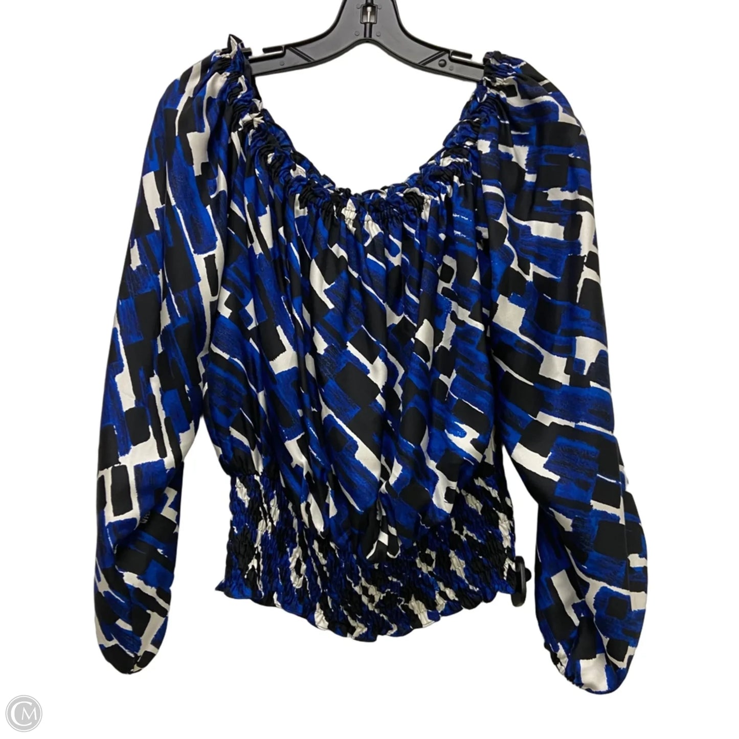 Top Long Sleeve By Michael By Michael Kors In Black & Blue, Size: L