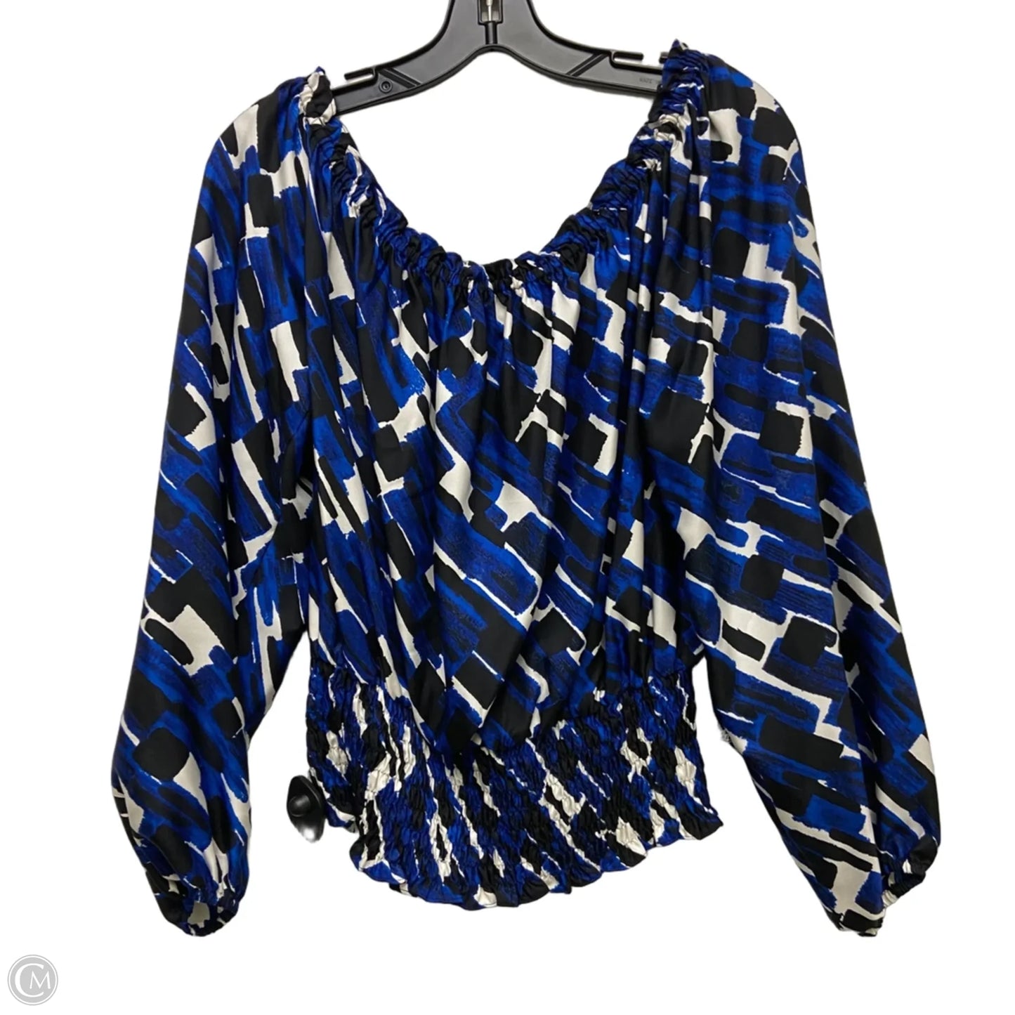 Top Long Sleeve By Michael By Michael Kors In Black & Blue, Size: L