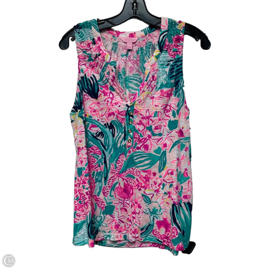 Top Sleeveless Designer By Lilly Pulitzer In Blue & Pink, Size: M