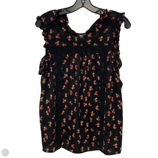 Top Sleeveless By Ana In Black & Pink, Size: L