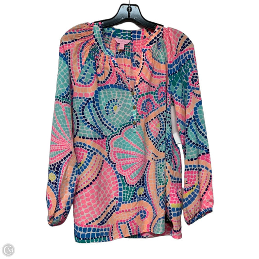 Top Long Sleeve Designer By Lilly Pulitzer In Blue & Pink, Size: S