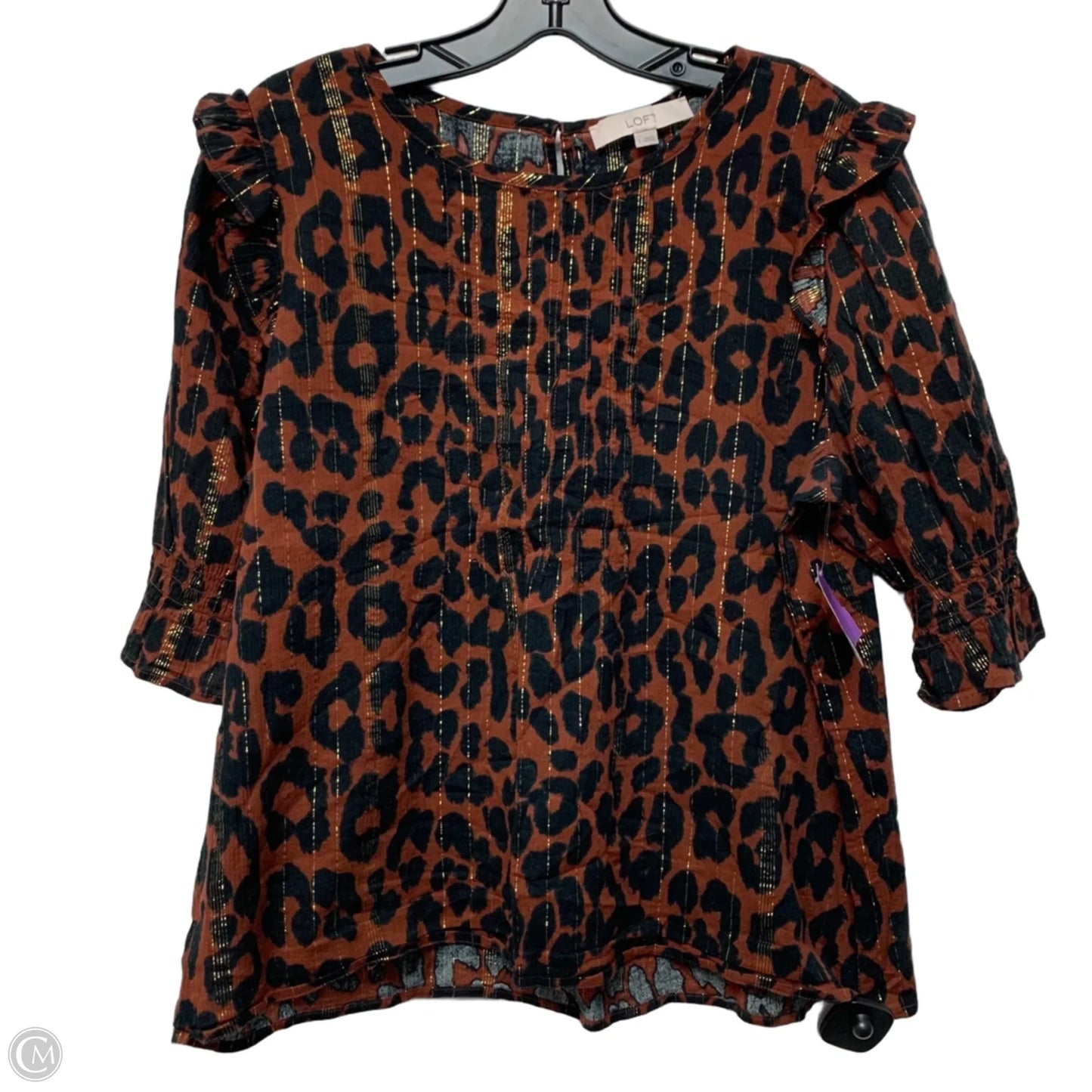 Top Short Sleeve By Loft In Animal Print, Size: L
