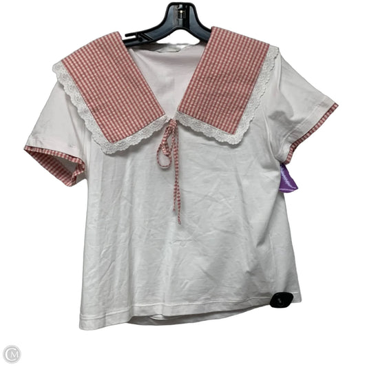 Top Short Sleeve By Zara In Pink & White, Size: M