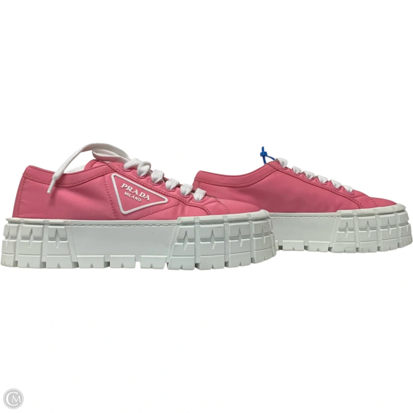 Shoes Luxury Designer By Prada In Pink & White, Size: 7