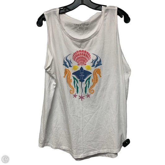 Top Sleeveless By Life Is Good In White, Size: 1x