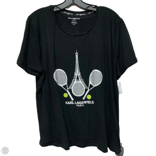 Top Short Sleeve Designer By Karl Lagerfeld In Black, Size: Xl