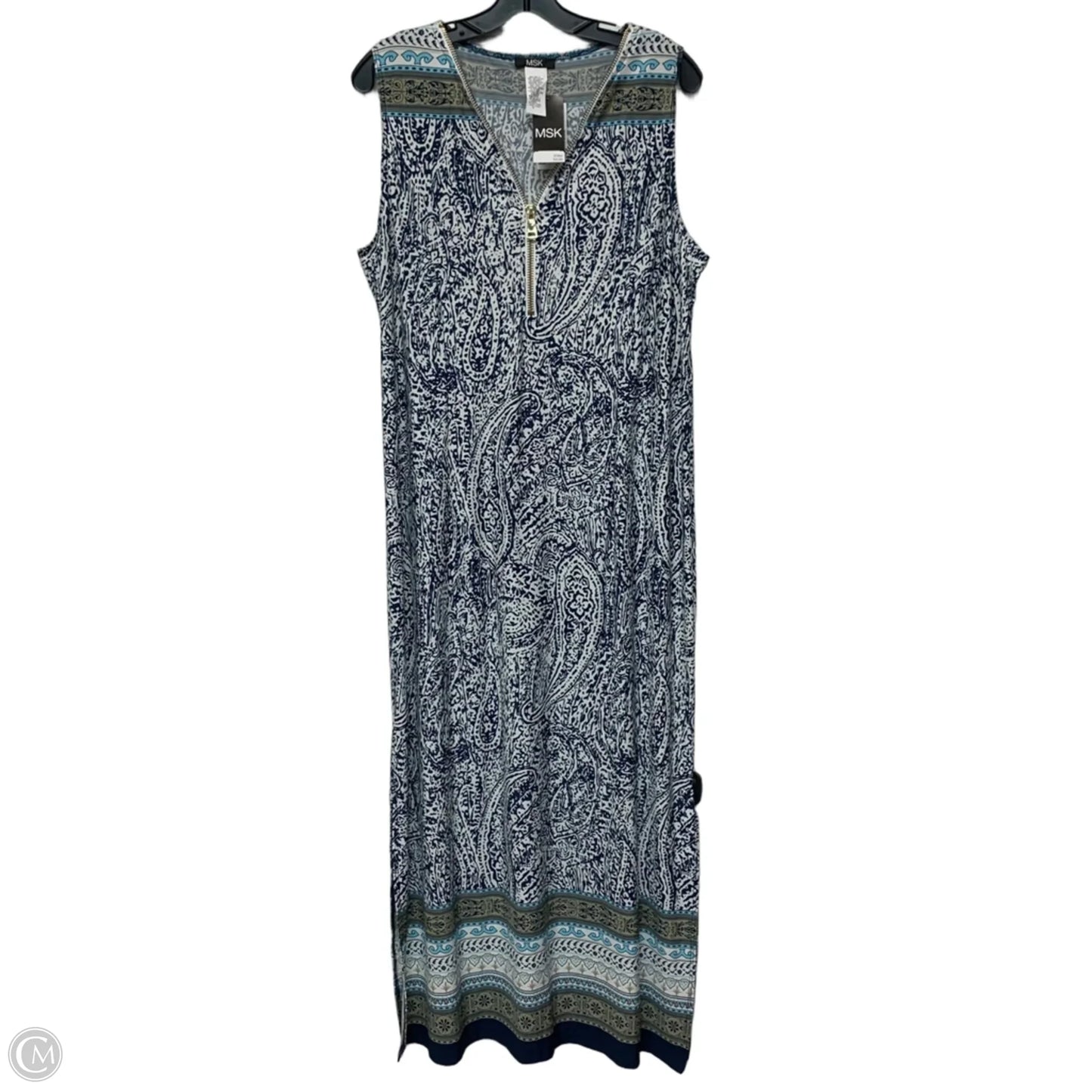 Dress Casual Maxi By Msk In Blue & White, Size: Xl