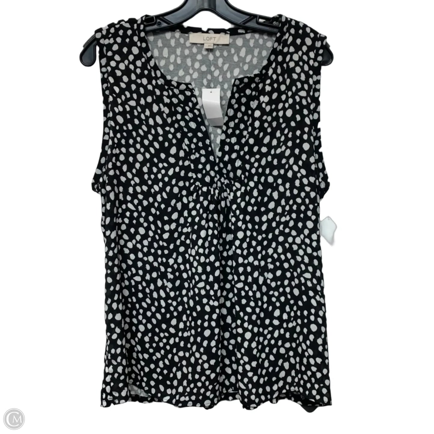 Top Sleeveless By Loft In Black & White, Size: L