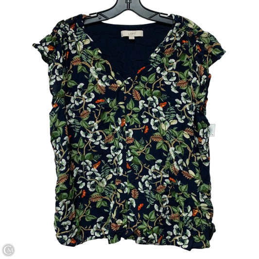 Top Short Sleeve By Loft In Blue & Green, Size: Xl