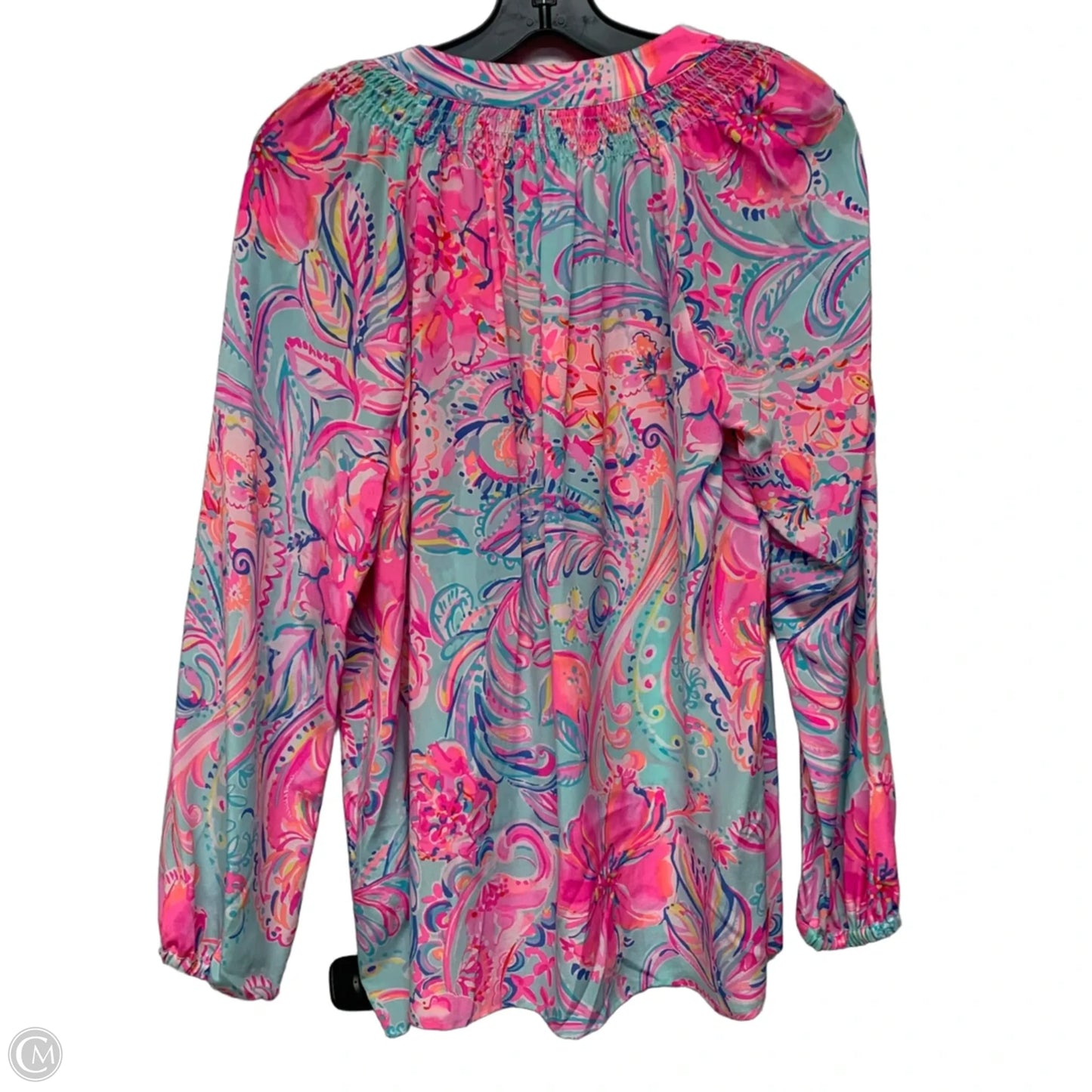 Top Long Sleeve Designer By Lilly Pulitzer In Blue & Pink, Size: M