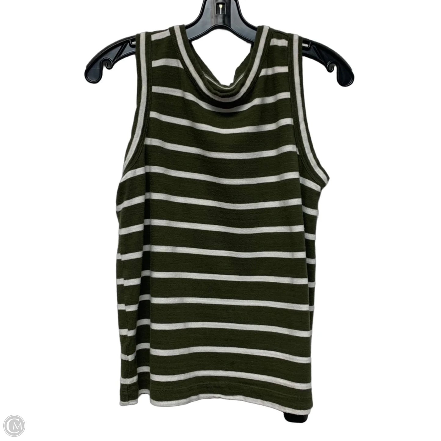 Top Sleeveless By Loft In Green & White, Size: M