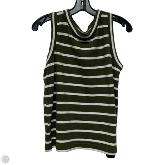 Top Sleeveless By Loft In Green & White, Size: M