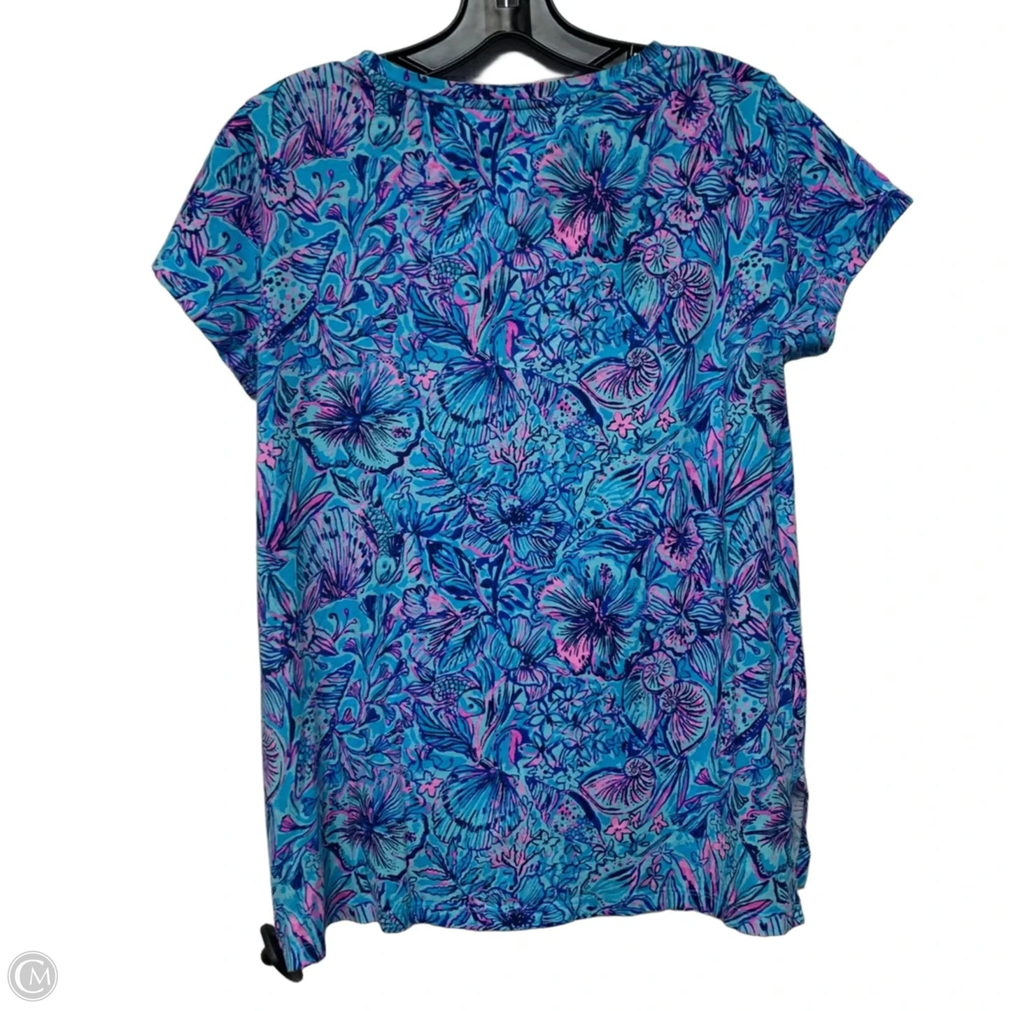 Top Short Sleeve Designer By Lilly Pulitzer In Blue & Purple, Size: S