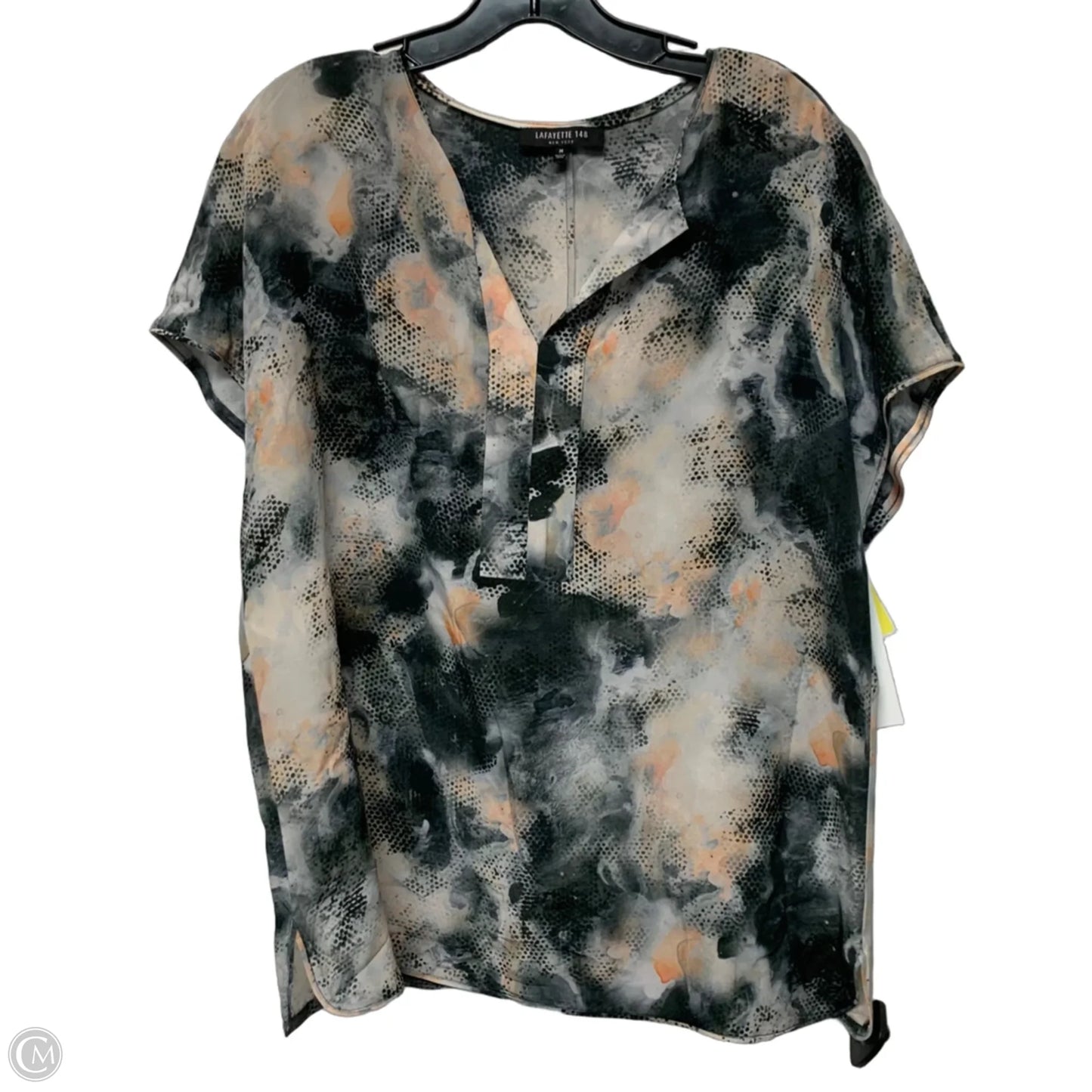 Top Short Sleeve Designer By Lafayette 148 In Grey & Pink, Size: M