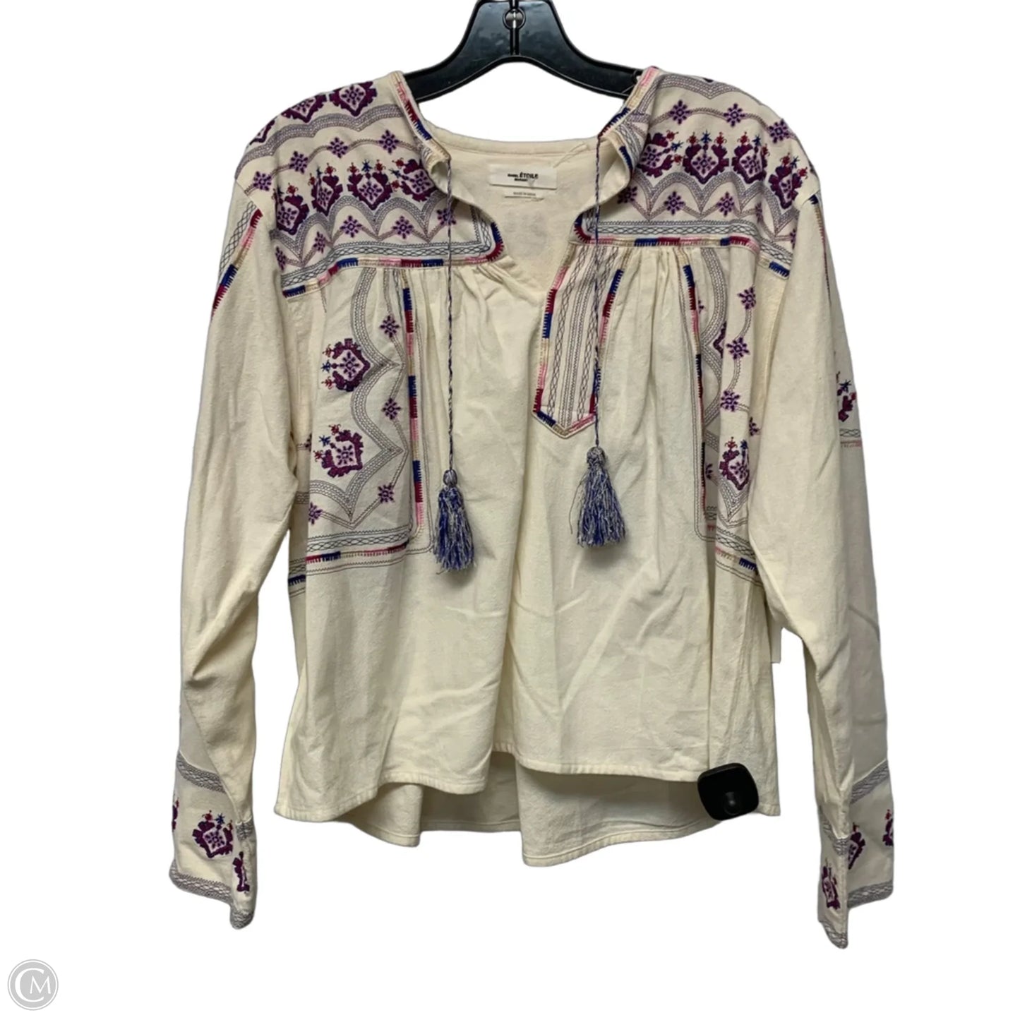 Top Long Sleeve Designer By Isabel Marant In Cream & Purple, Size: Xs