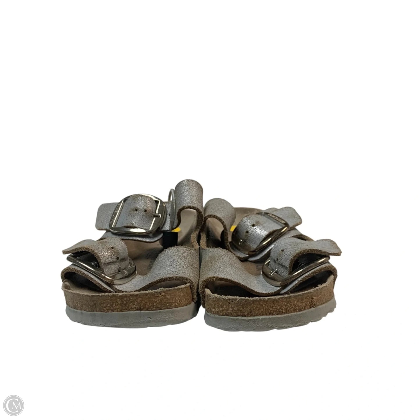 Sandals Flats By Birkenstock In Silver, Size: 7