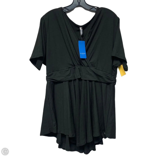 Top Short Sleeve By ALLEGRACE In Black, Size: 2x