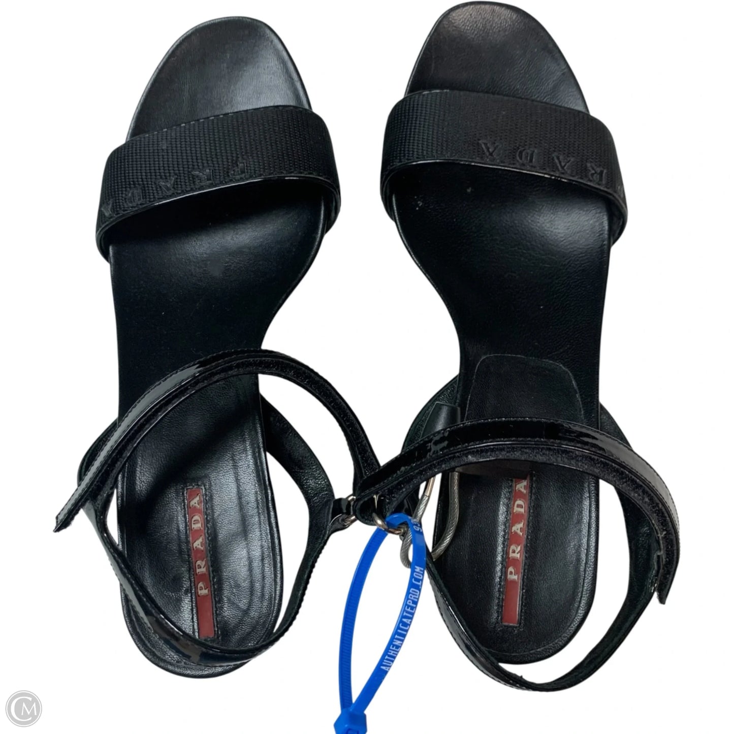 Sandals Luxury Designer By Prada In Black, Size: 8