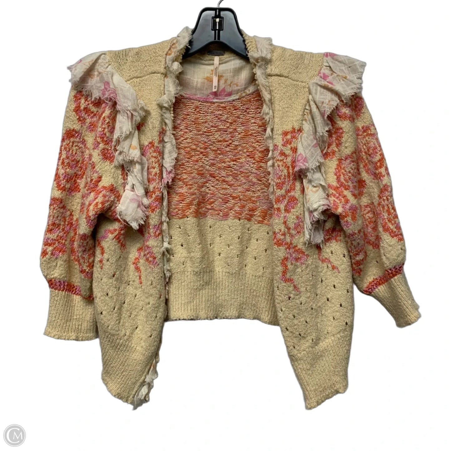Sweater Cardigan By Free People In Pink & Yellow, Size: Xs
