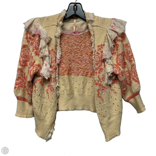 Sweater Cardigan By Free People In Pink & Yellow, Size: Xs
