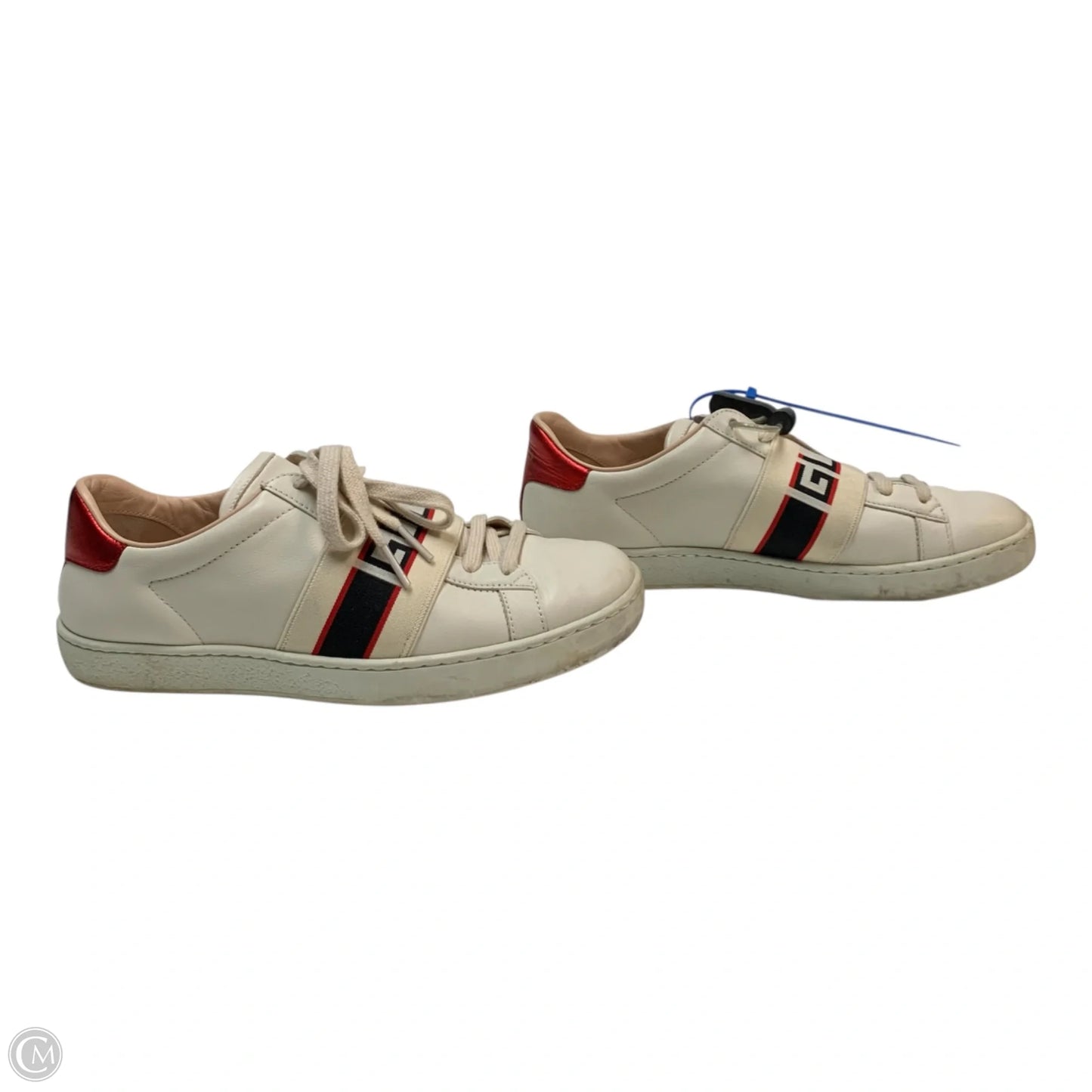 Shoes Luxury Designer By Gucci In Red & White, Size: 6