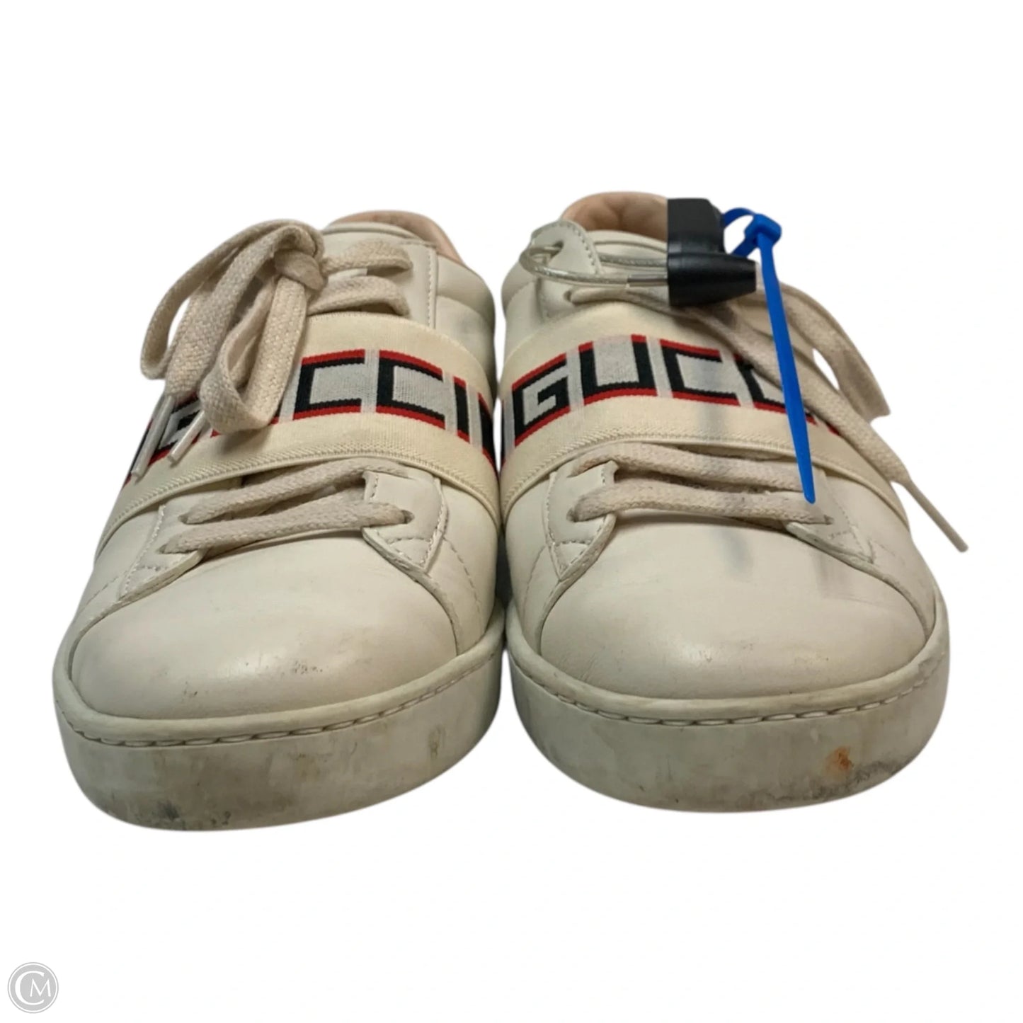Shoes Luxury Designer By Gucci In Red & White, Size: 6
