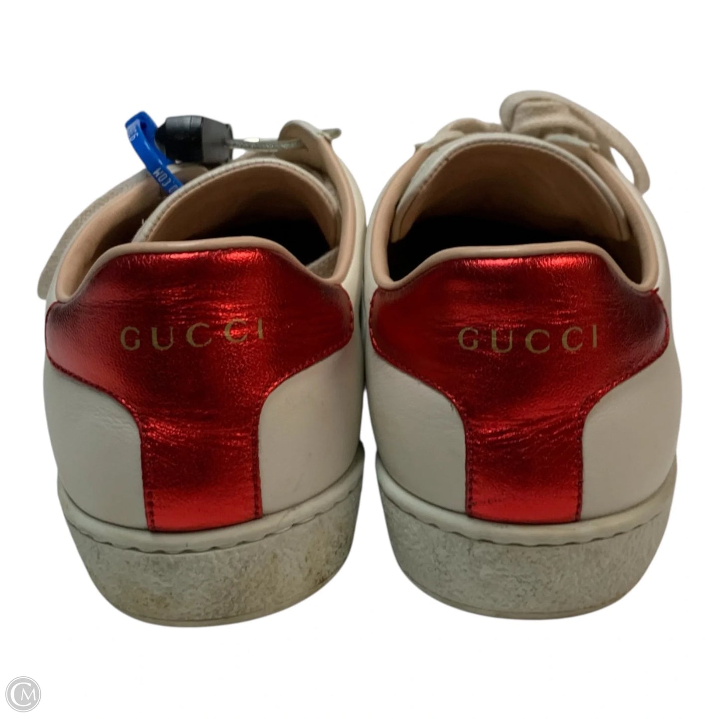 Shoes Luxury Designer By Gucci In Red & White, Size: 6