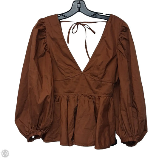 Top Long Sleeve By Staud In Brown, Size: S