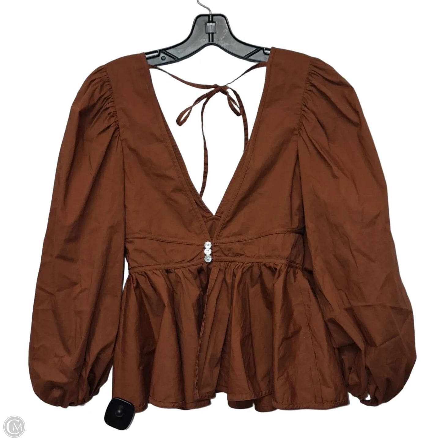 Top Long Sleeve By Staud In Brown, Size: S