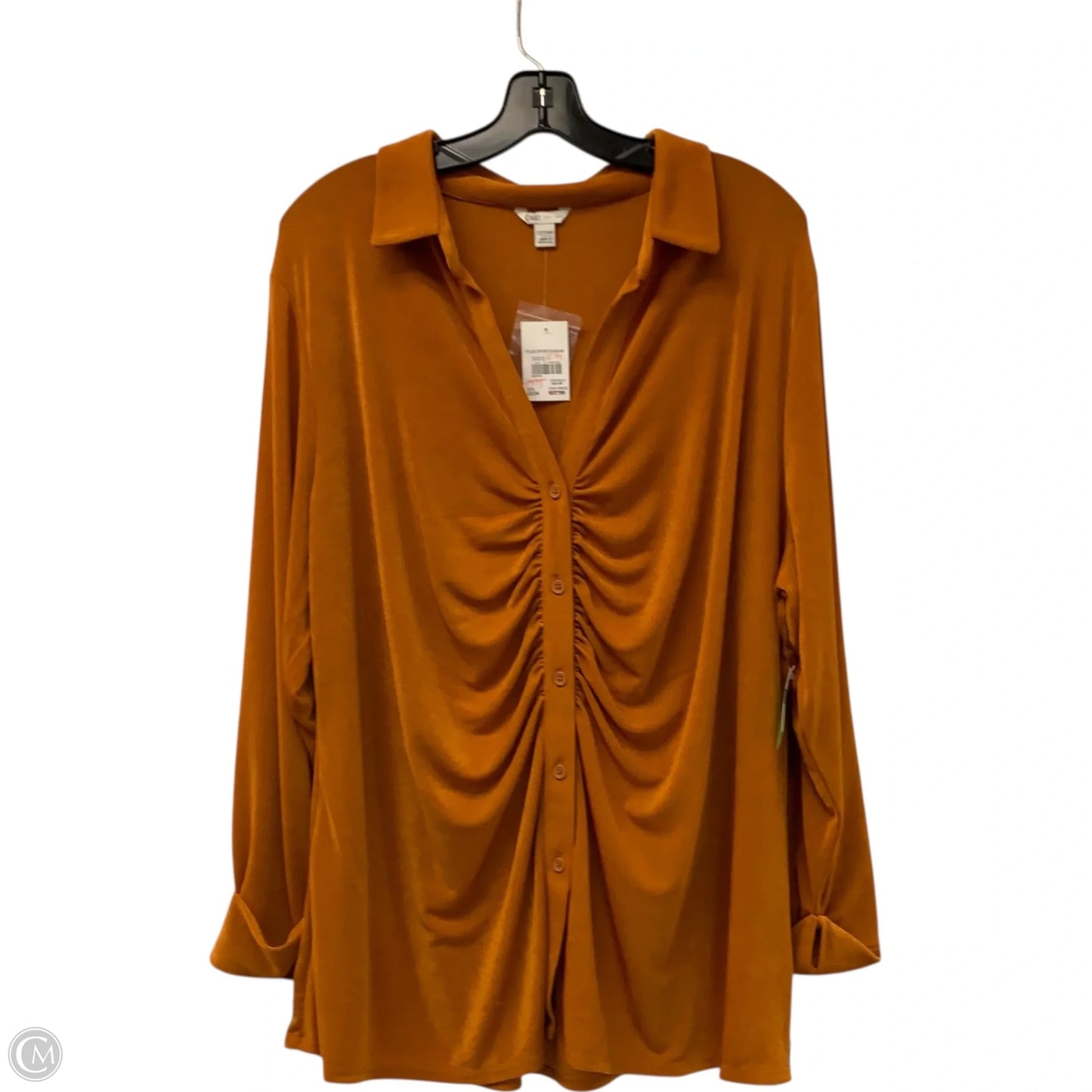 Top Long Sleeve By Cato In Orange, Size: 3x