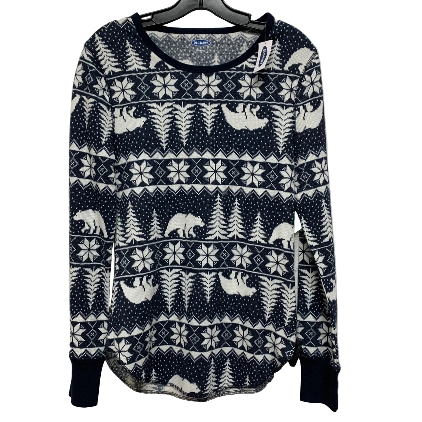 Top Long Sleeve By Old Navy In Blue & White, Size: L