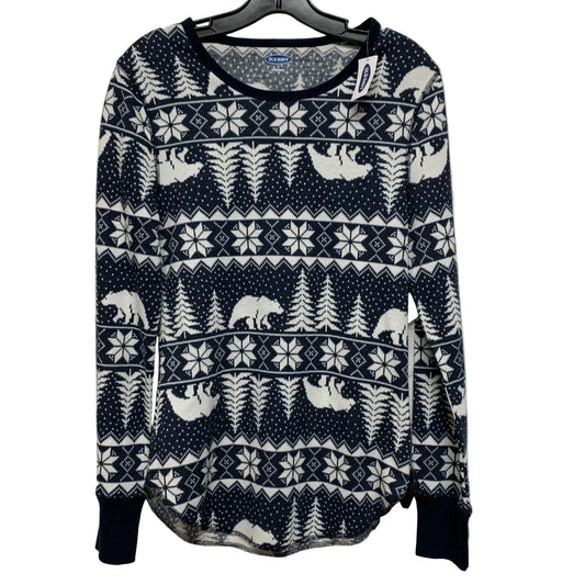Top Long Sleeve By Old Navy In Blue & White, Size: L
