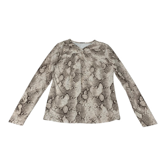 Top Long Sleeve By Elie Tahari In Brown & Cream, Size: S