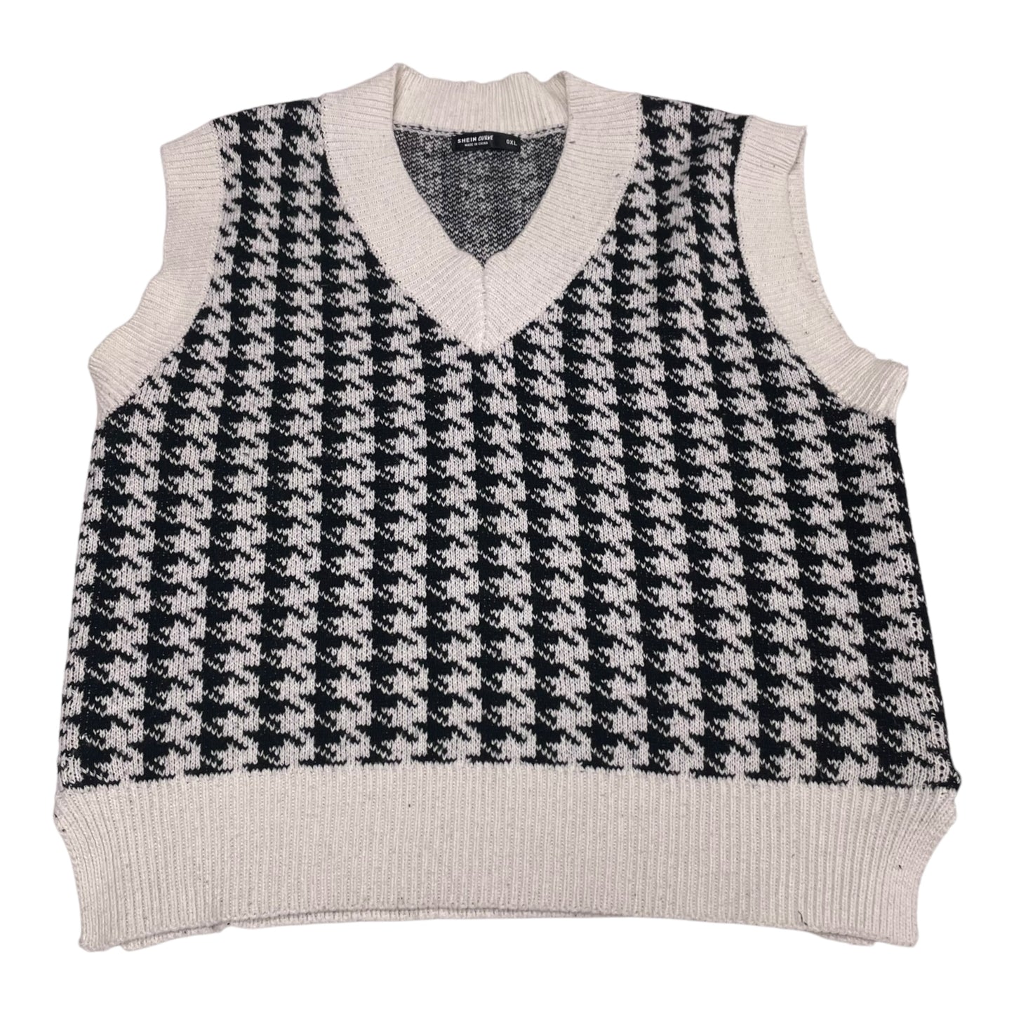 Vest Sweater By Shein In Black & White, Size: Xl