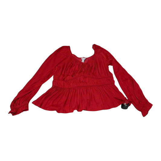 Blouse Long Sleeve By Nine West In Red, Size: L