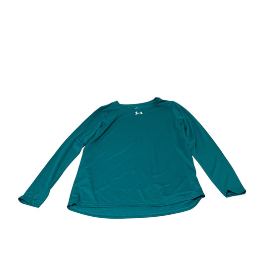 Athletic Top Long Sleeve Crewneck By Under Armour In Teal, Size: M