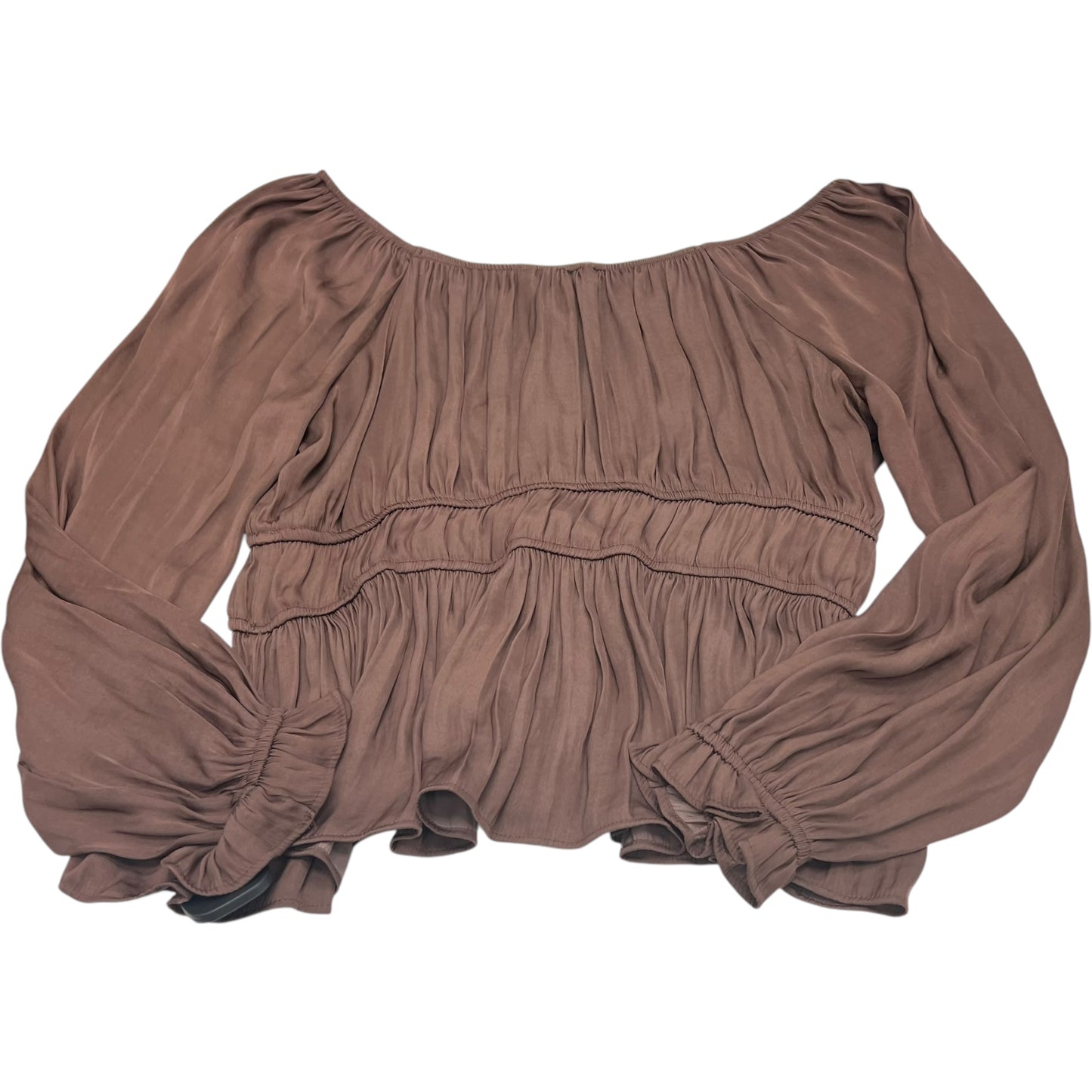 Blouse Long Sleeve By Nine West In Brown, Size: L